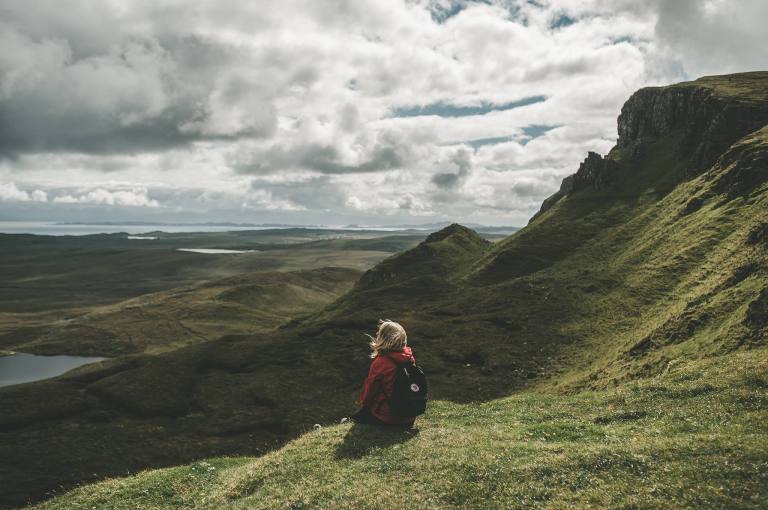 girl mountains landscape photography by alexander may